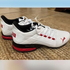 NWT PUMA Men's Sneakers Leather Softfoam Casual White And Red SIZE 10